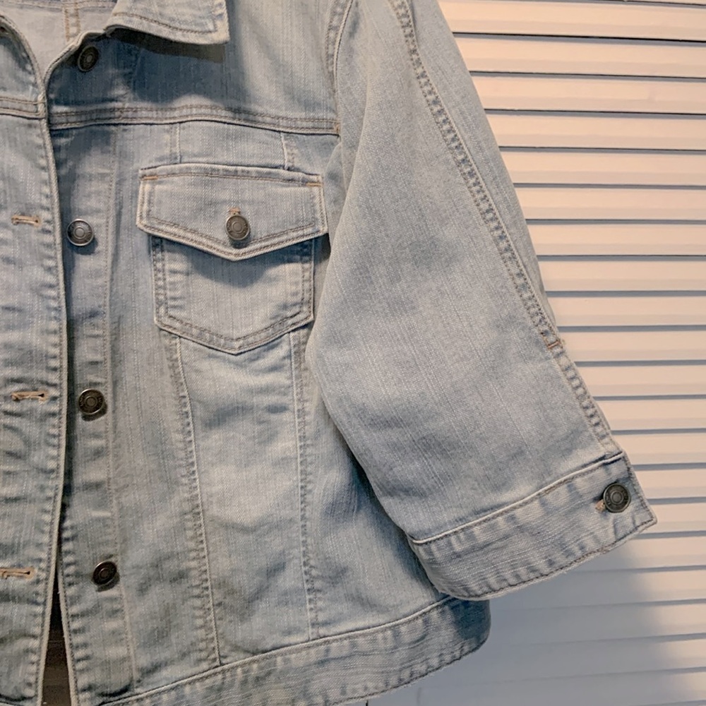 LOFT Light Wash Denim Jacket - Light Blue Jean Jacket - Picture 2 of 4